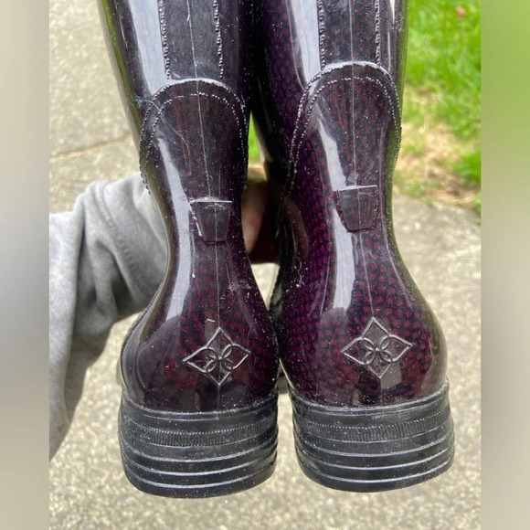 Dav Bristol Weatherproof Knee High Rain Shiny Black Boot Sz 8 - Picture 9 of 9